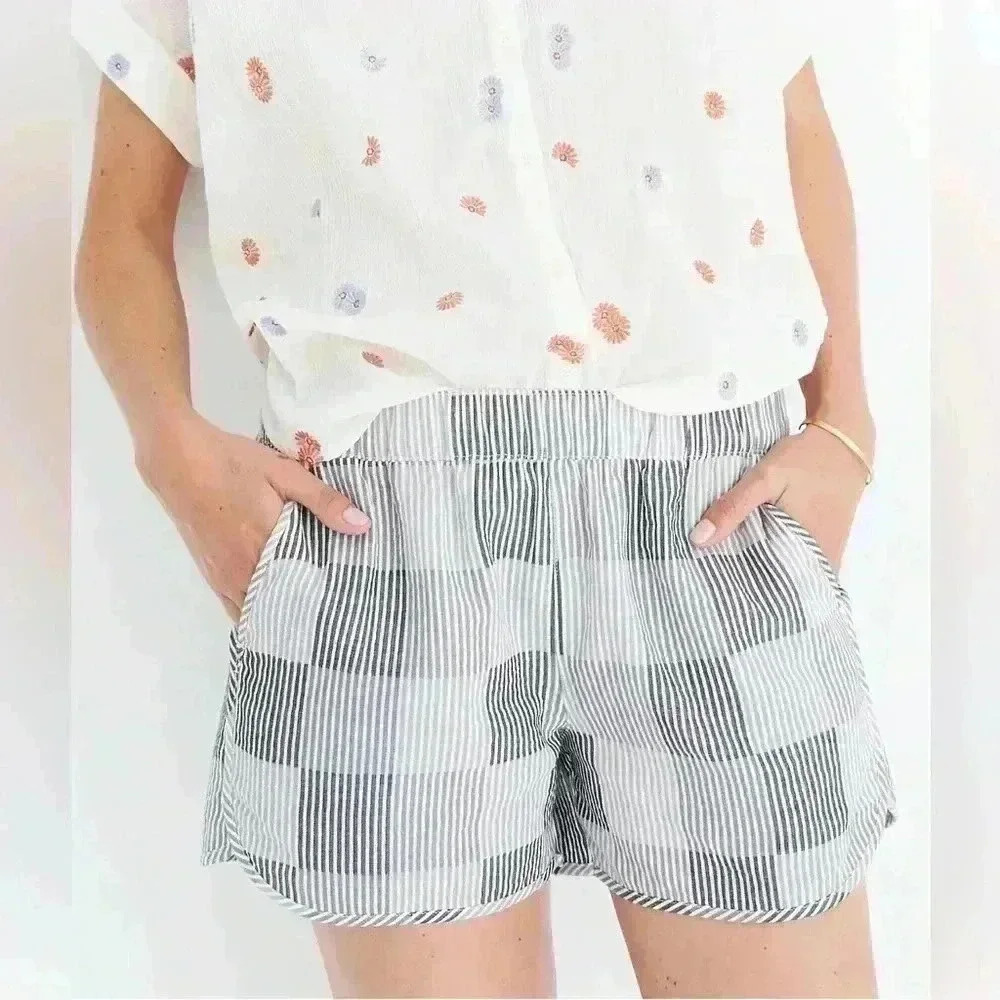 Madewell Pull-On Shorts in Striped Check w/ pockets size XS